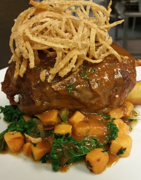 New Braised Pork Shank with Sweet Potato Hash at Watershed