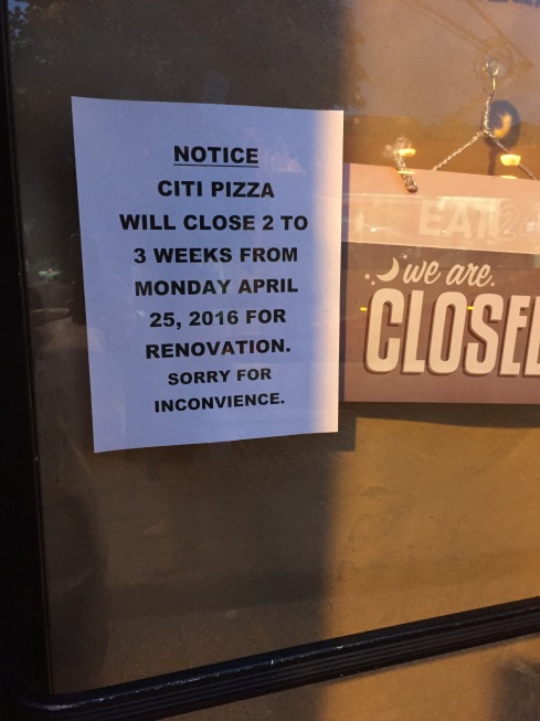 Sign Posted at New Citi Pizza on H Street